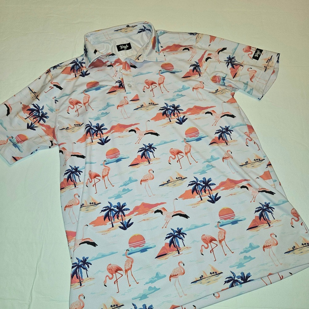 Waggle Flamingo Golf Polo~Size L